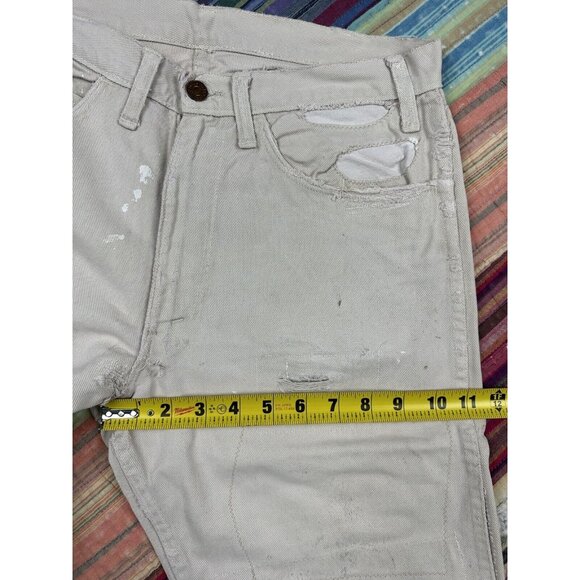Vtg 50s Levis Sta-Prest Cotton Jeans 30x26 Talon Zip Heavy Repairs Distressed - Picture 9 of 16